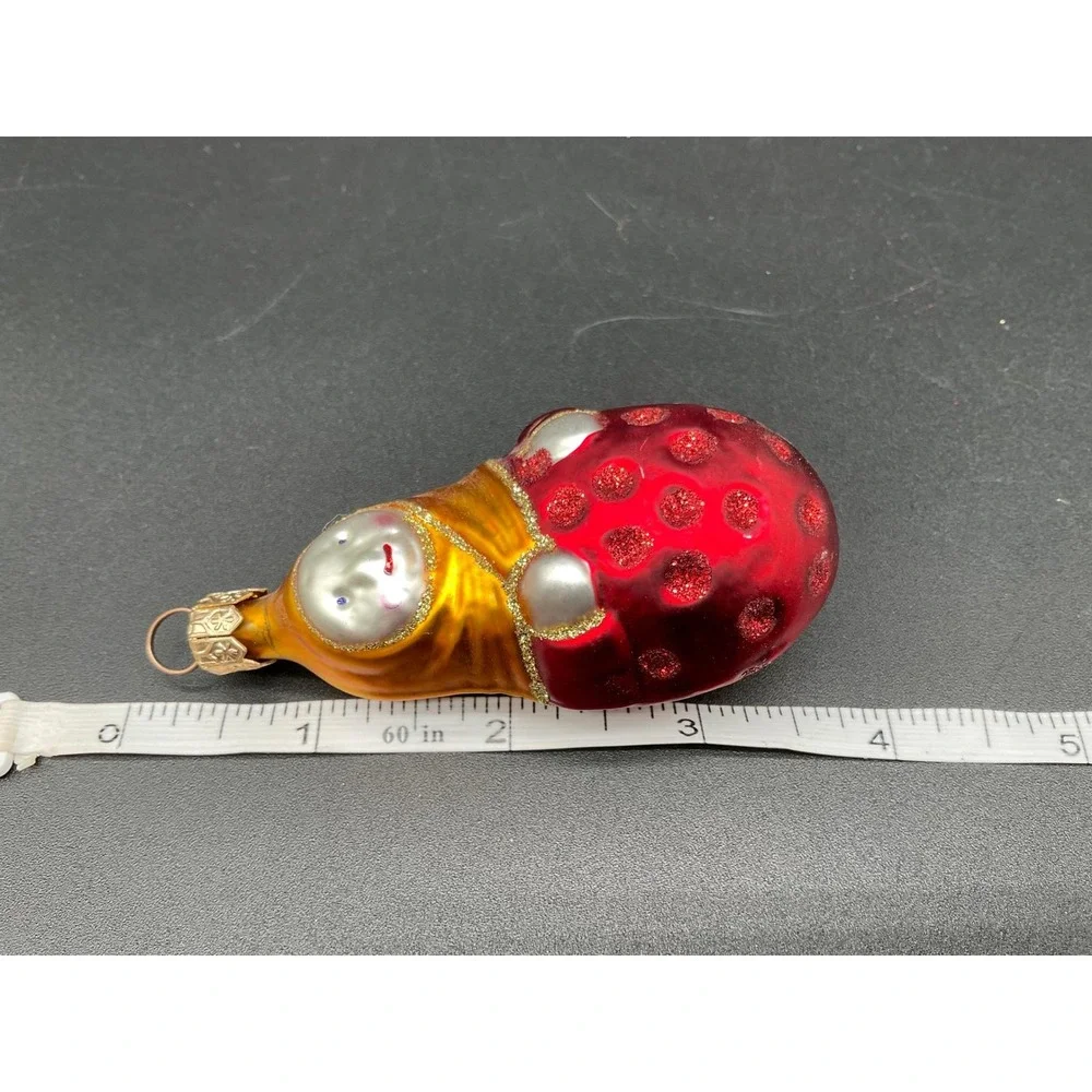 Glass Russian Doll Ornament Vintage Hand Painted Matryoshka Style Christmas Rare